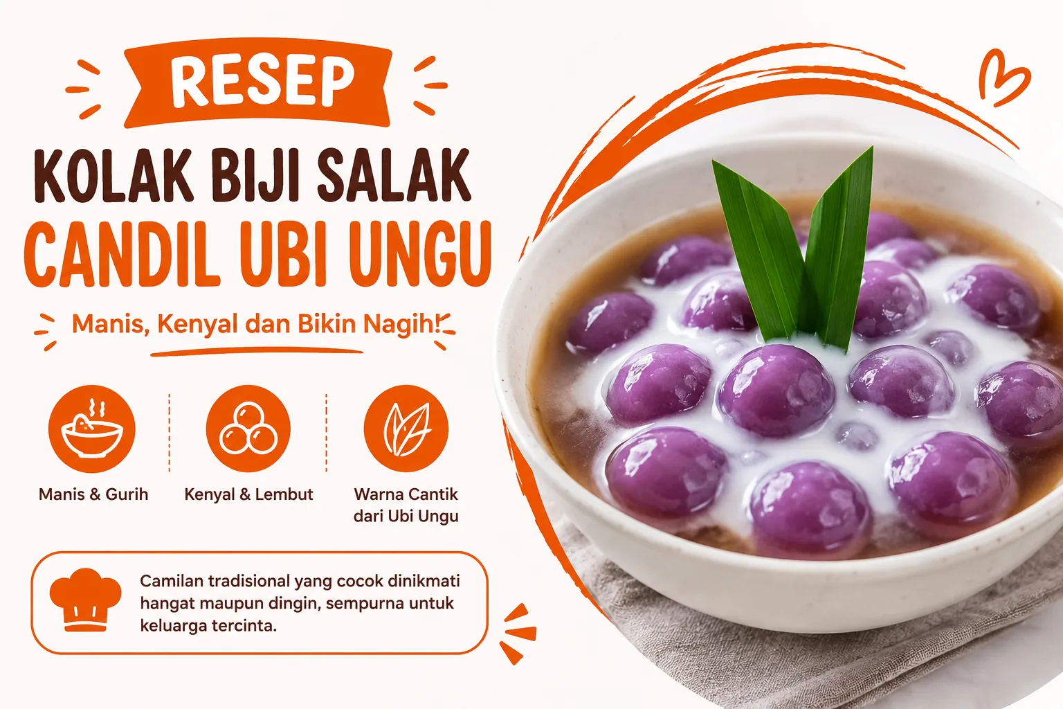 Resep Kolak Biji Salak Candil Ubi Ungu, Manis, Kenyal dan Bikin Nagih
