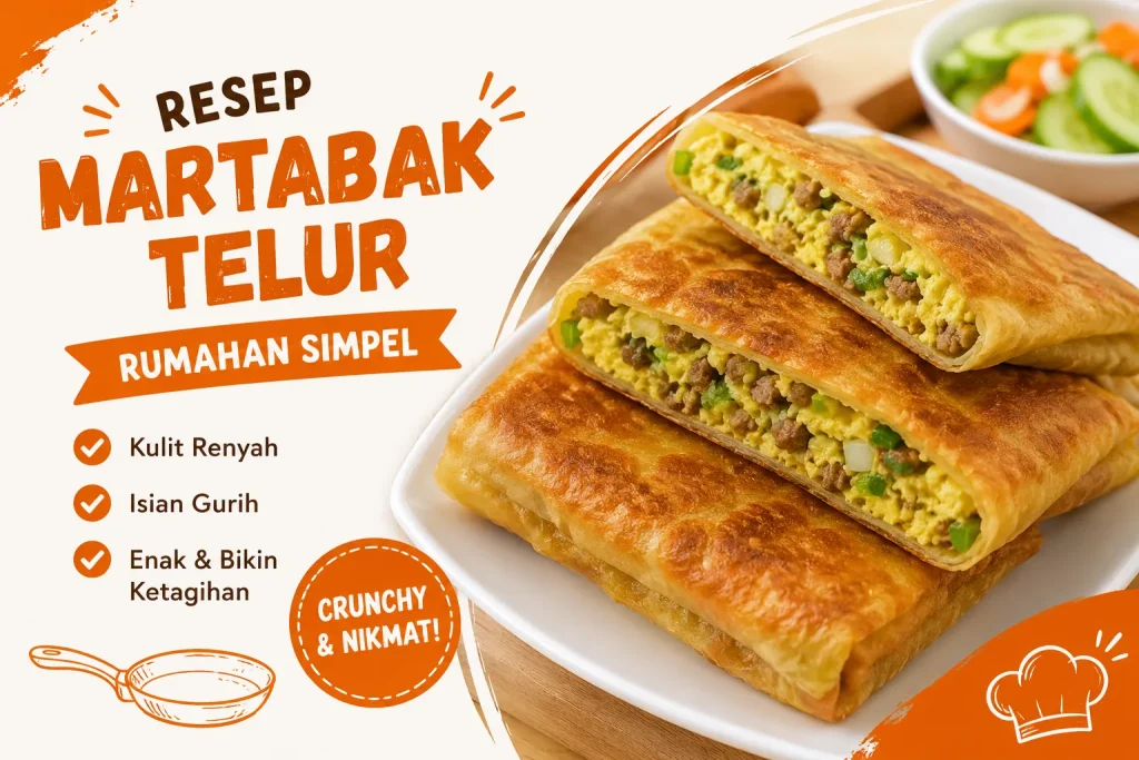 Resep Martabak Telur Rumahan Simpel, Rasanya Enak, Crunchy, dan Gurih Banget