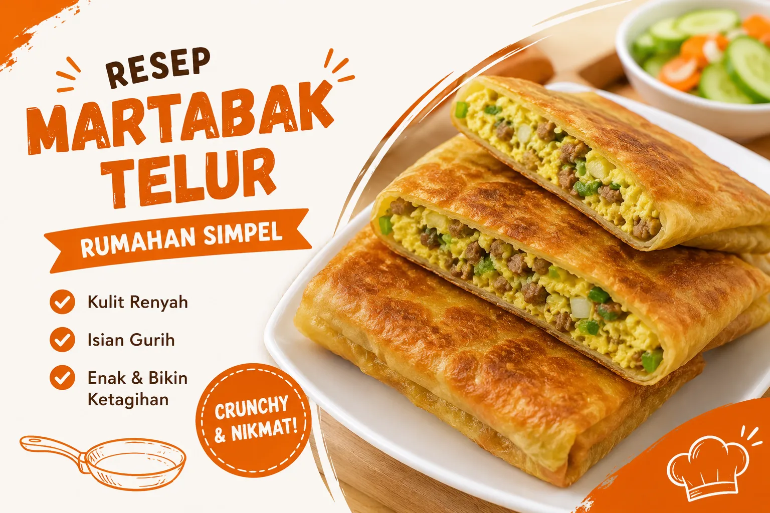 Resep Martabak Telur Rumahan Simpel, Rasanya Enak, Crunchy, dan Gurih Banget