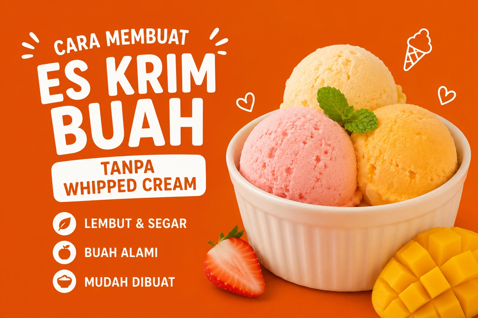 Cara Membuat Es Krim Buah Tanpa Whipped Cream
